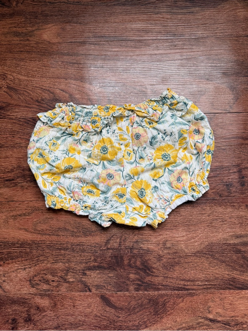 Girls' Floral Bubble Shorts in Yellow and Cream